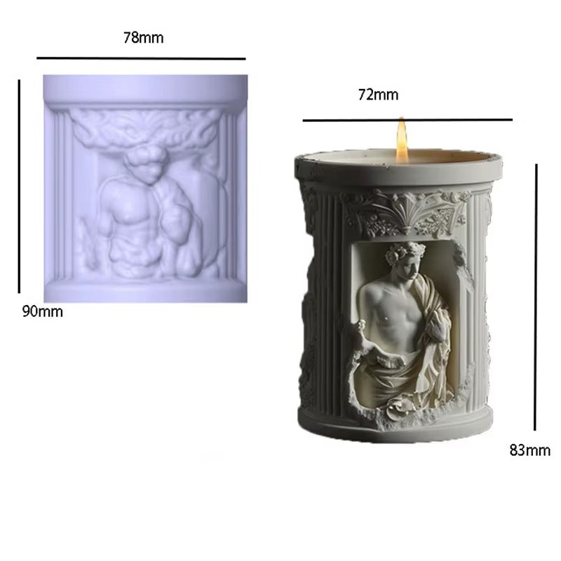 Greek Column Silicone Mold | 9cm Roman Statue Bas-Relief Candle Wax Planter Brush Holder