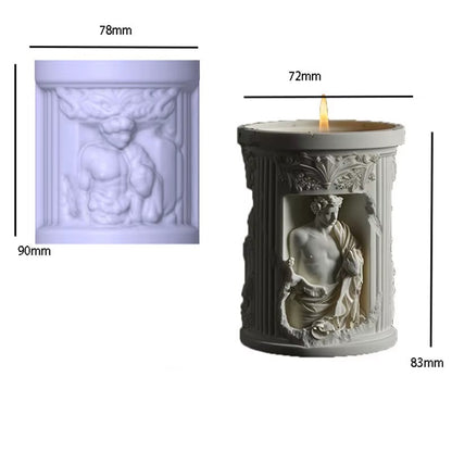 Greek Column Silicone Mold | 9cm Roman Statue Bas-Relief Candle Wax Planter Brush Holder