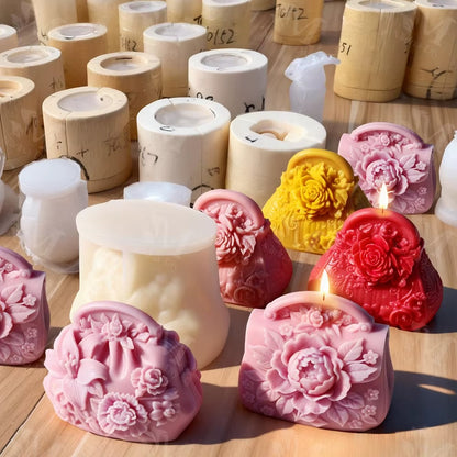 Floral Handbag Candle Silicone Mould – Rose & Peony Bag Shape