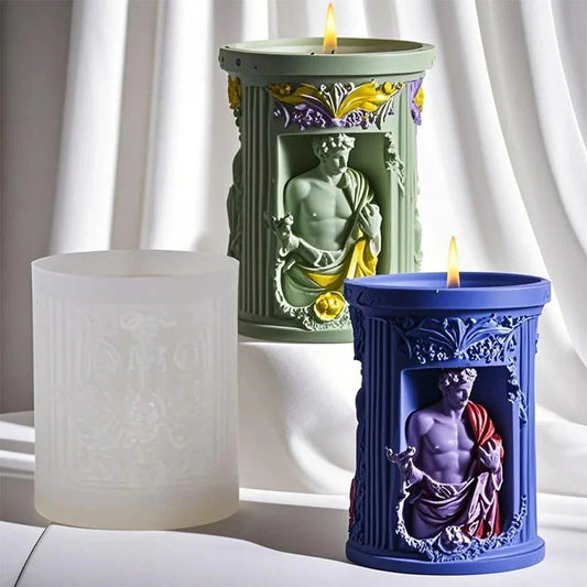 Greek Column Silicone Mold | 9cm Roman Statue Bas-Relief Candle Wax Planter Brush Holder