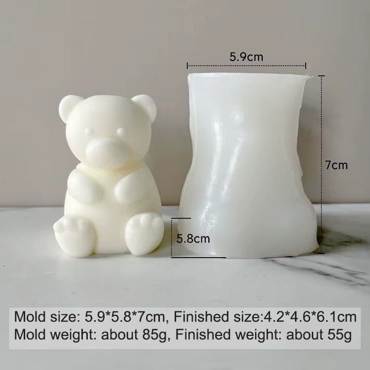 3D Teddy Bear Aromatherapy Candle Mould — Cute Bear Soap & Resin Cast for Room Decor