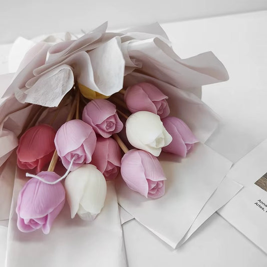 3d Tulip Flower Shape Candle Mould Romantic Flower Aromatherapy Soap Aroma Candle Making Mould