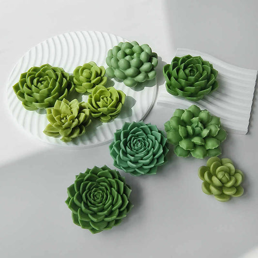 Diy Handmade Succulent Plaster Decoration Silicone Molds 3d Succulent Series Aromatherapy Flower Plant Candle Molds For Gift
