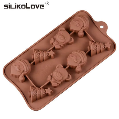 3D bear, Santa Claus, Christmas tree silicone mold for chocolate, candy, and candles