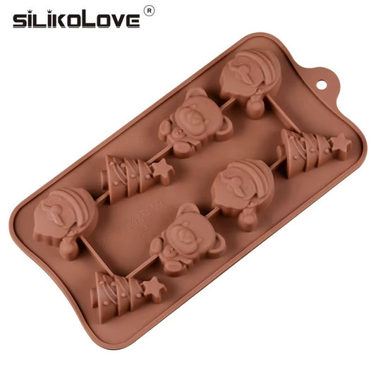 3D bear, Santa Claus, Christmas tree silicone mold for chocolate, candy, and candles