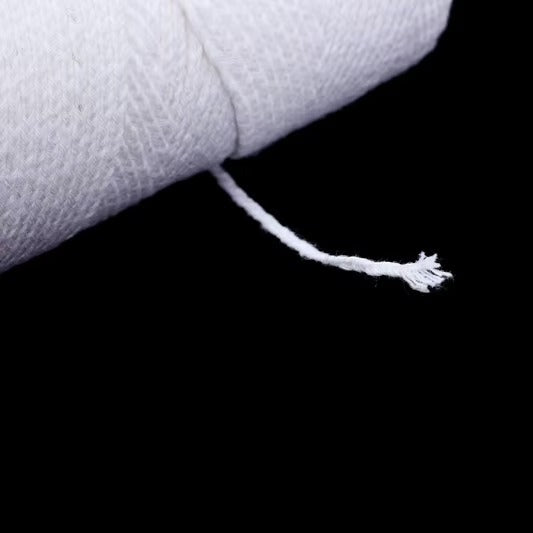 Pure White Cotton Candle Wick Roll — thread close-up | Bloom Creations India