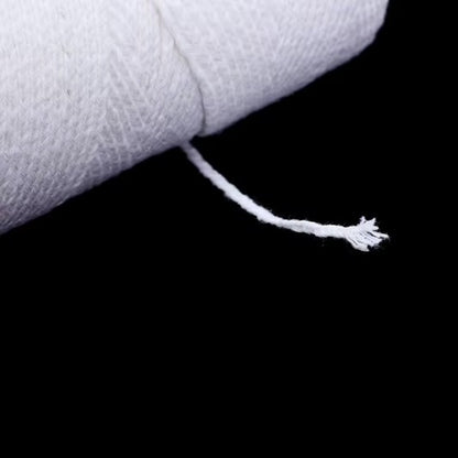 Pure White Cotton Candle Wick Roll — thread close-up | Bloom Creations India