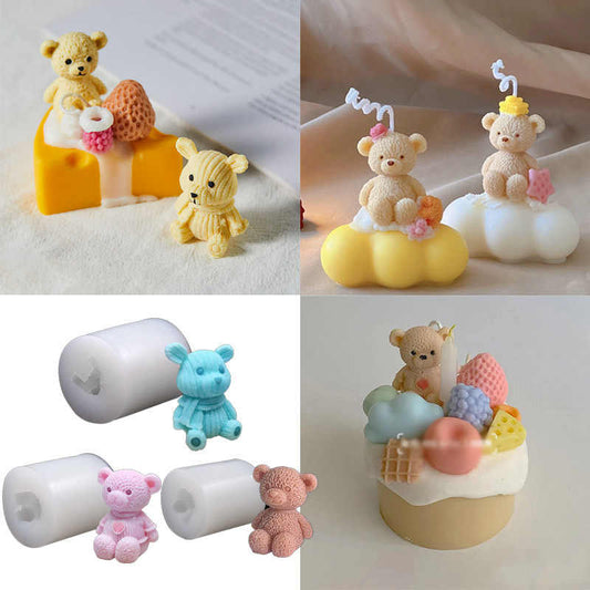 3D Cartoon Bear Aromatherapy Candle Silicone Mould – DIY Cute Bear Wax Mould