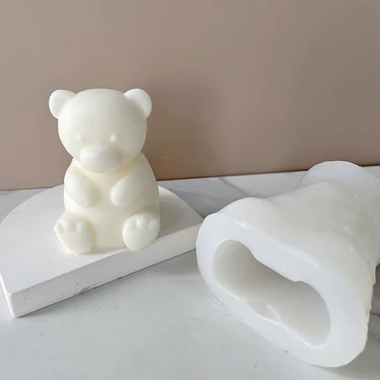 3D Teddy Bear Aromatherapy Candle Mould — Cute Bear Soap & Resin Cast for Room Decor
