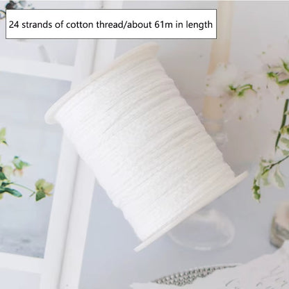 Pure White Cotton Candle Wick Roll - Heavy-Duty Braided Thread Spool for Candle Making