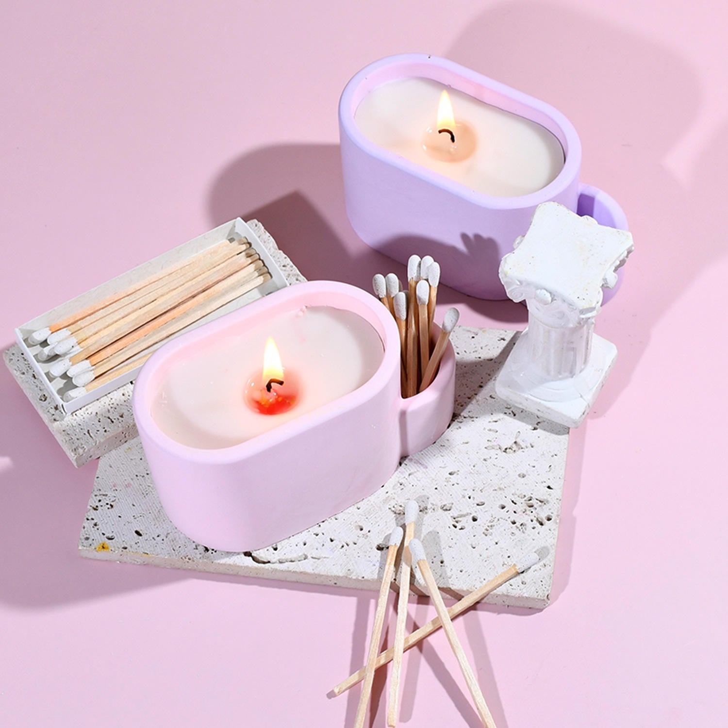 Bloom Creations silicone mold for candle holder with matchstick box — jesmonite resin