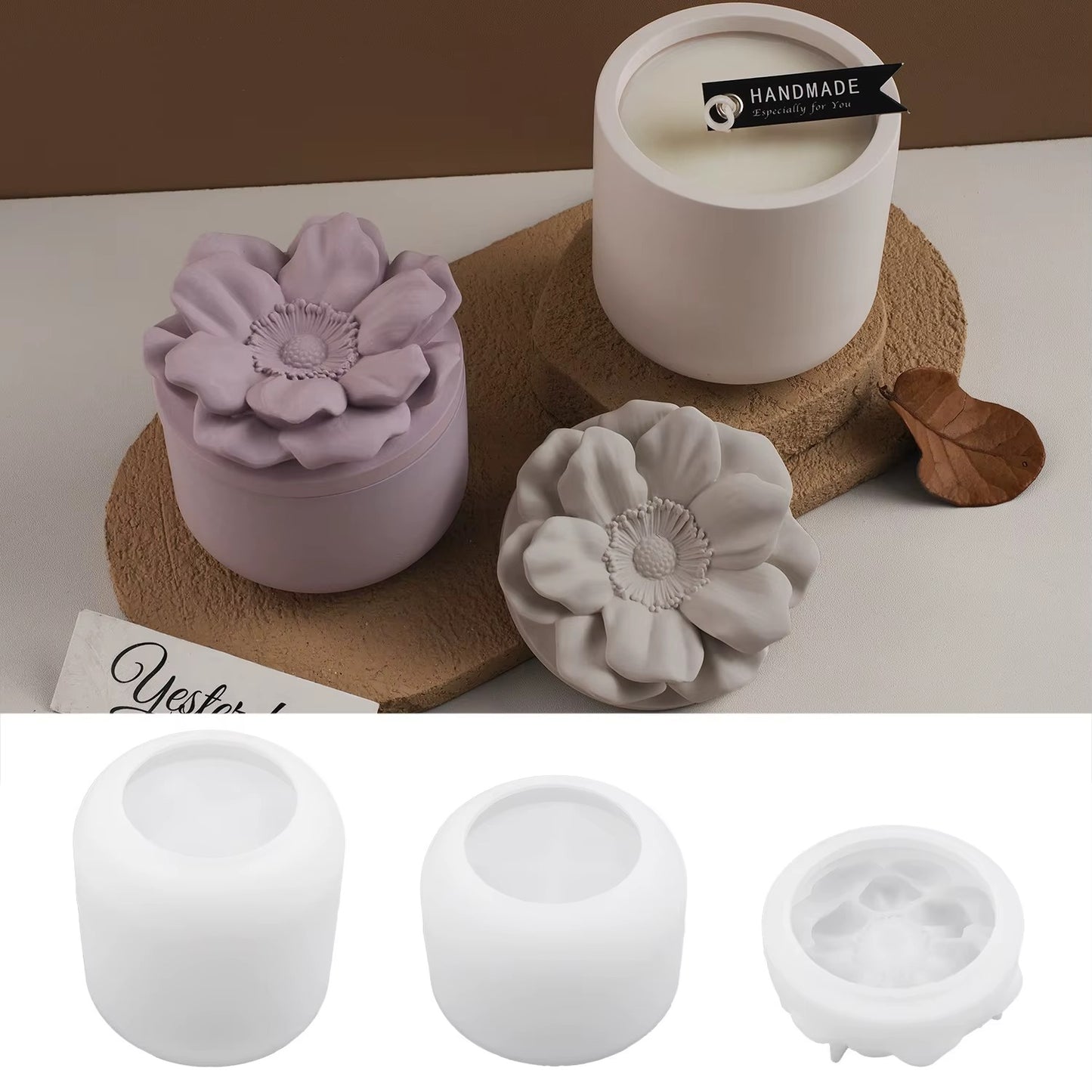 Flower jar silicone mold for decorative candle vessels and resin storage
