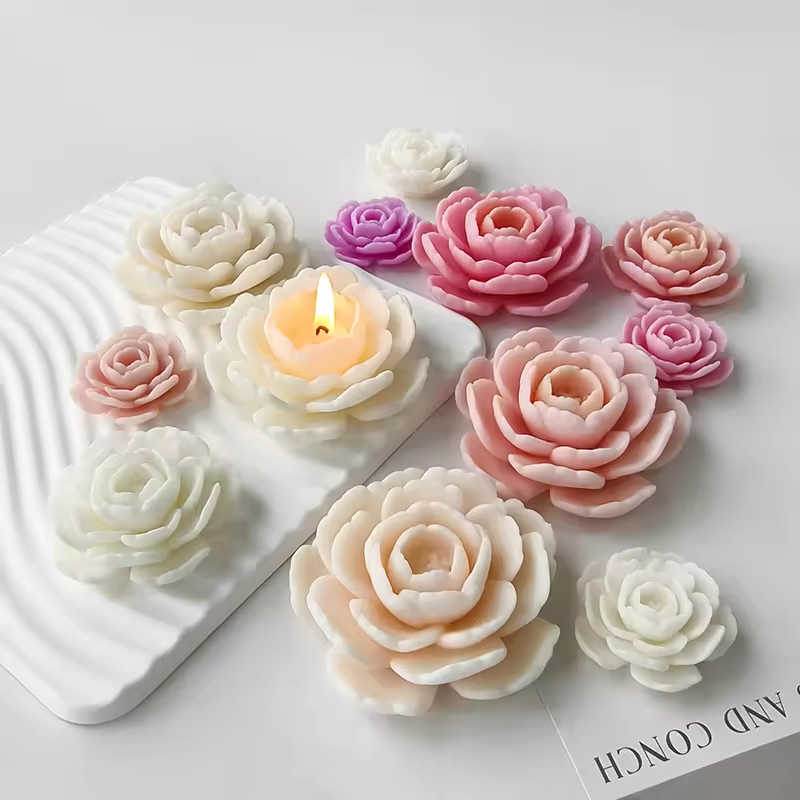 Camellia aromatherapy candle silicone mold flower mold plaster resin ornament crystal drip diy