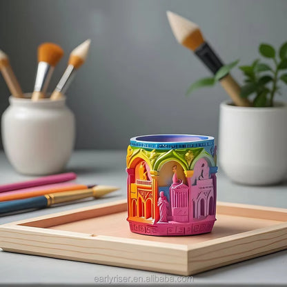 Gothic Cathedral Silicone Mold | 8cm Church Candle Wax Brush Holder Planter Mold