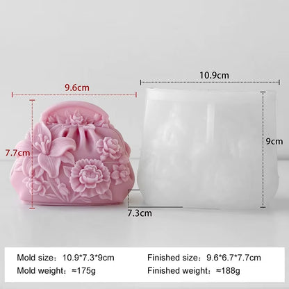 Floral Handbag Candle Silicone Mould – Rose & Peony Bag Shape