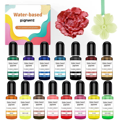 Plaster and cement craft examples using water-based pigments