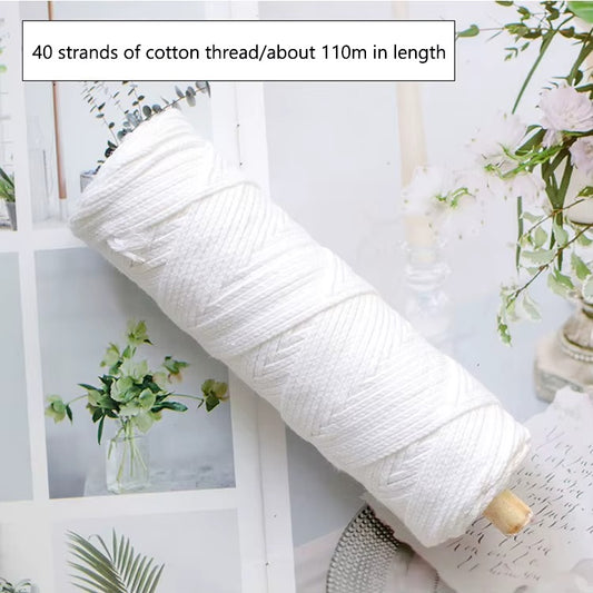 Pure White Cotton Candle Wick Roll — Heavy-Duty Braided Thread Spool | Bloom Creations India