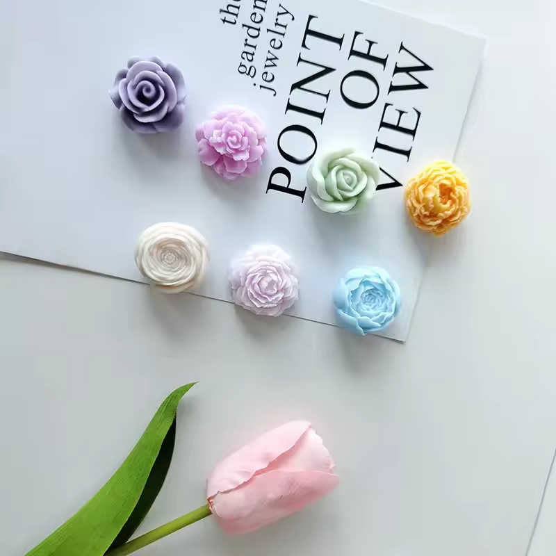 7 kinds of flower scented candle silicone mold rose peony flower DIY hand glue plaster mold