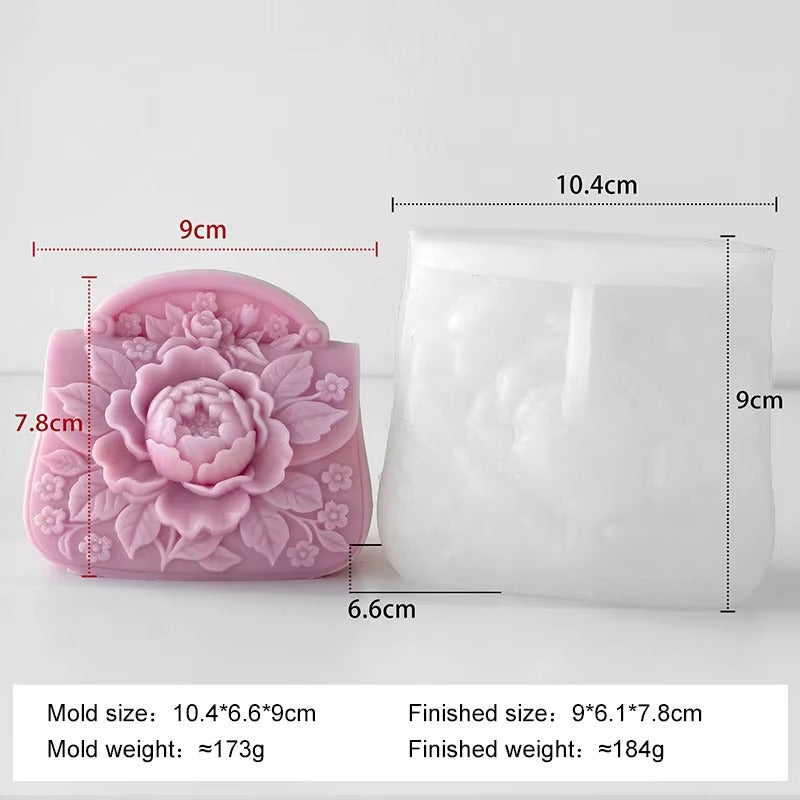 Floral Handbag Candle Silicone Mould – Rose & Peony Bag Shape
