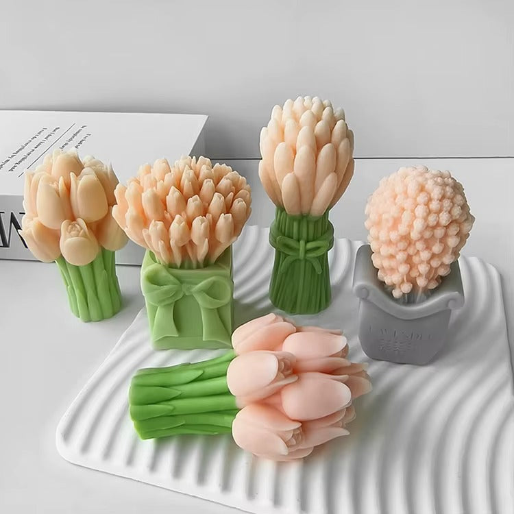 3D tulip bouquet silicone mold