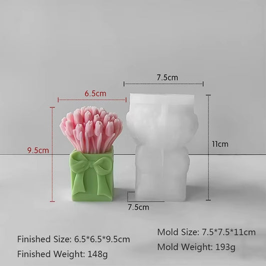 3D tulip bouquet silicone mold