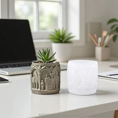 Gothic Cathedral Silicone Mold | 8cm Church Candle Wax Brush Holder Planter Mold