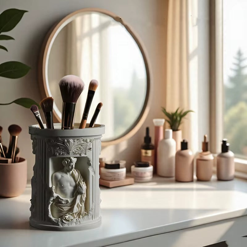 Greek Column Silicone Mold | 9cm Roman Statue Bas-Relief Candle Wax Planter Brush Holder