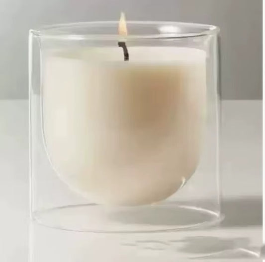 Double Wall Glass Candle Jar 200ml — Heat-Resistant Transparent Container | Bloom Creations India