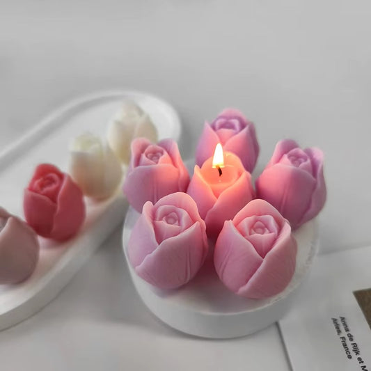 3D tulip flower silicone candle mold — romantic floral aromatherapy candles