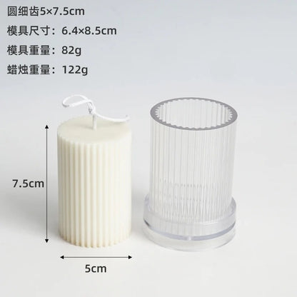 Acrylic Ribbed Cylinder Pillar Mould — detailed view | Bloom Creations India