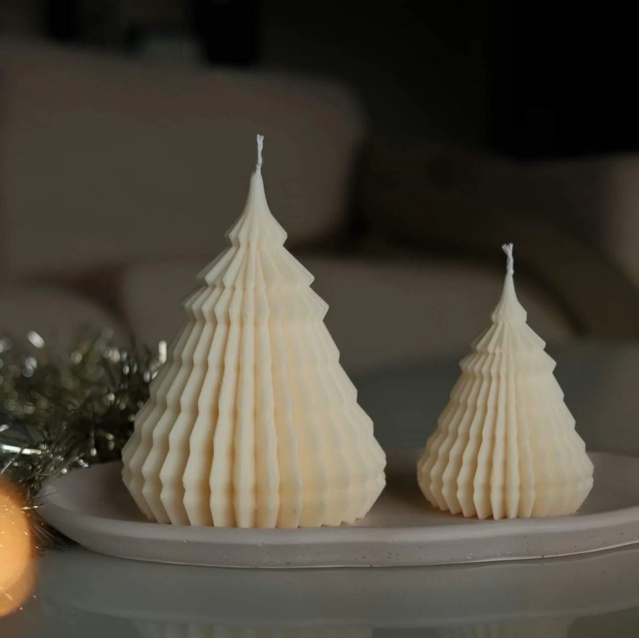 3D Christmas Tree Silicone Candle Mould | Ribbed Festive Tree Mould