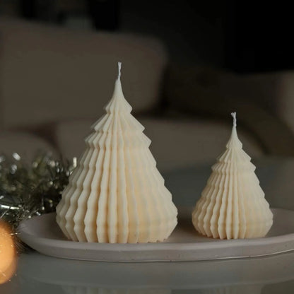 3D Christmas Tree Silicone Candle Mould | Ribbed Festive Tree Mould