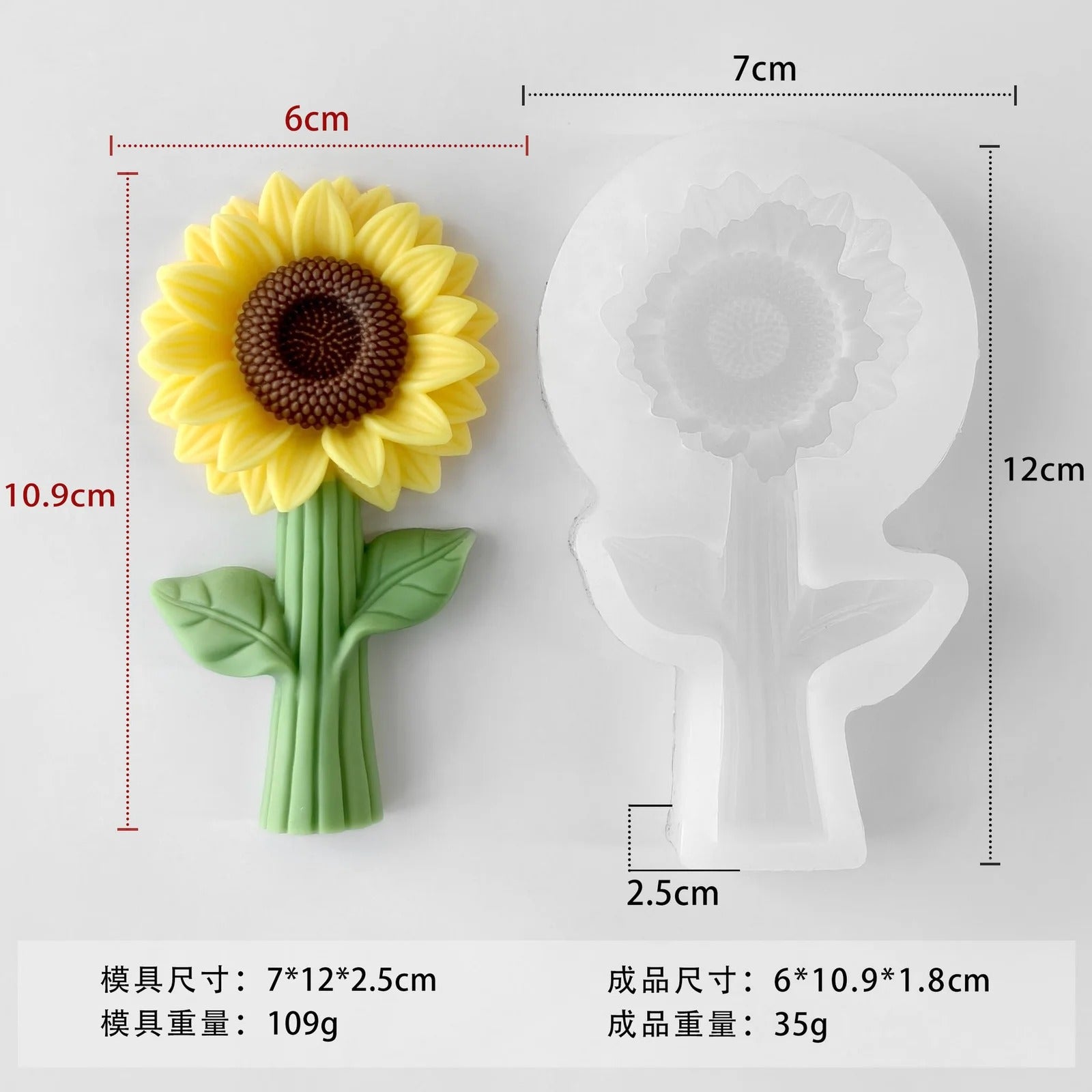 Sunflower Stem Silicone Mold — finished candle | Bloom Creations India