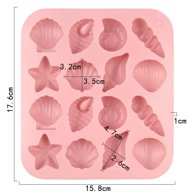 Multi-Cavity Ocean Seashell Silicone Mold — size reference | Bloom Creations India