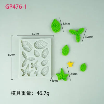 Leaf Silicone Mould – 11 Cavity Multi-Leaf Shape (GP476-1)