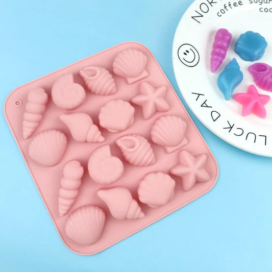 Multi-Cavity Ocean Seashell Silicone Mold - 3D Sea Star & Shell Mold for Soap, Candle & Resin