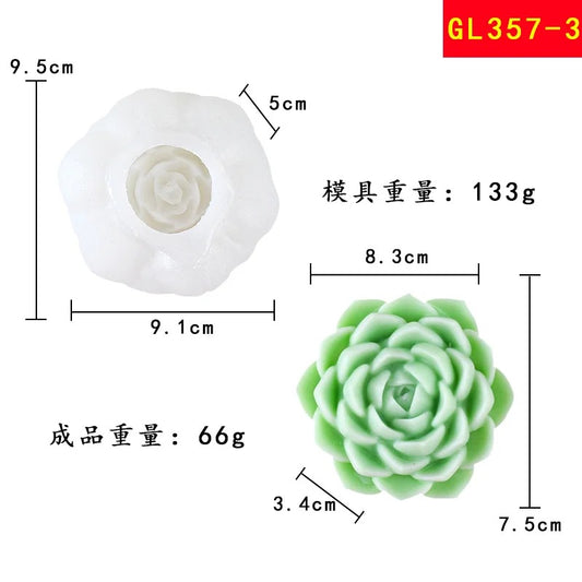 Succulent flower silicone mold for candles, soap, and decorative crafts