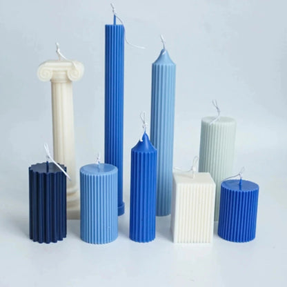 Acrylic Ribbed Cylinder Pillar Candle Mould – Fine Vertical Stripe Round Candle Making Mould 5×7.5cm | Transparent Plastic DIY Candle Mould