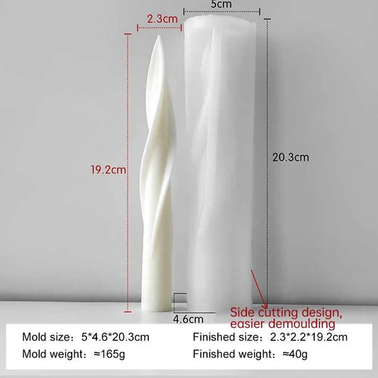 Spiral Taper Candle Silicone Mold - 3D Twister Column Mold for Wax, Resin & Soap
