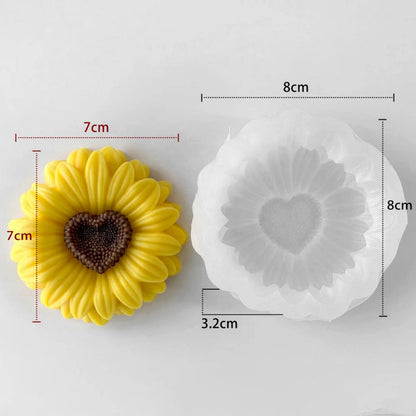 Sunflower Heart Silicone Mold for Soap, Candle & Resin Art (8cm)