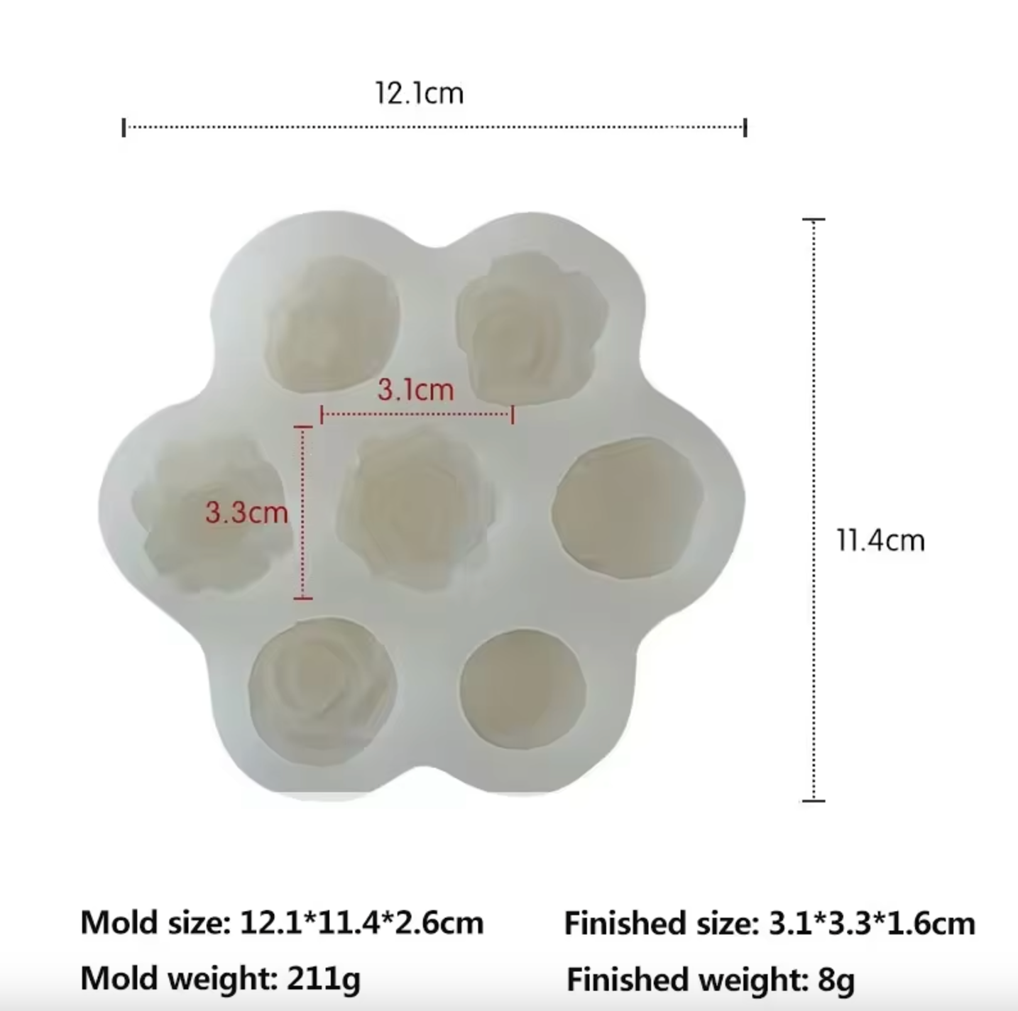7 kinds of flower scented candle silicone mold rose peony flower DIY hand glue plaster mold