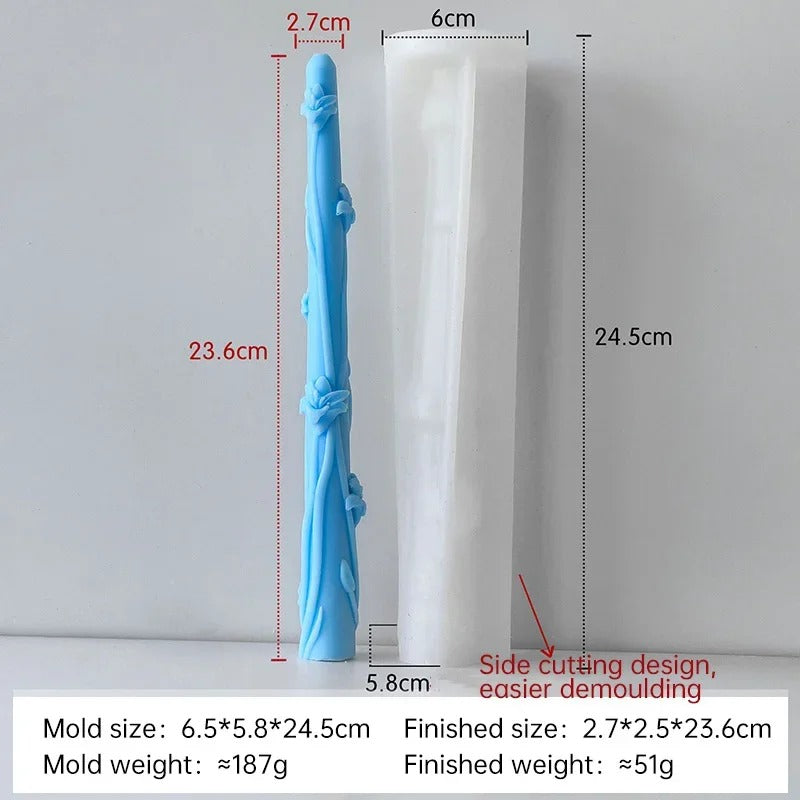 Lily of the valley candle stick silicone mold for floral taper candles