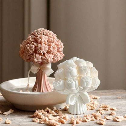 Flower Bomb Pedestal Silicone Candle Mold | 3D Floral Bouquet Wax Soap Mold 10.9cm Tall