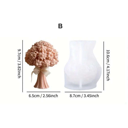 Flower Bomb Pedestal Silicone Candle Mold | 3D Floral Bouquet Wax Soap Mold 10.9cm Tall