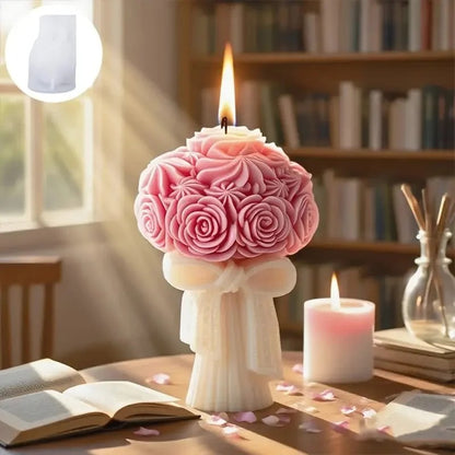 Flower Bouquet Silicone Candle Mold | 3D Wedding Floral Pillar Wax Mold 9.7cm