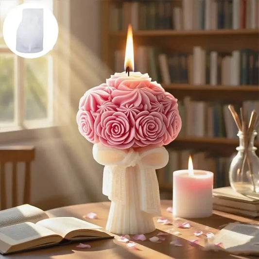 Flower Bouquet Silicone Candle Mold | 3D Wedding Floral Pillar Wax Mold 9.7cm