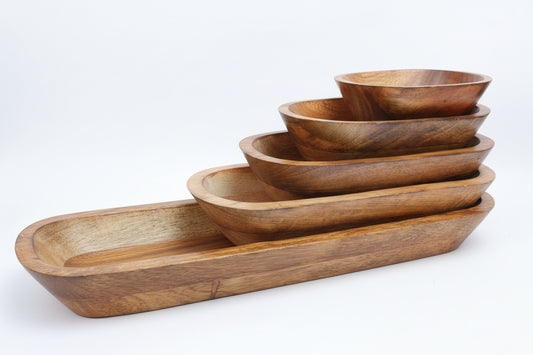 Wooden boat-shaped container for candle making and home decor