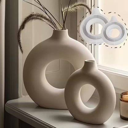 Donut vase silicone mold for concrete vases and decorative candle holders