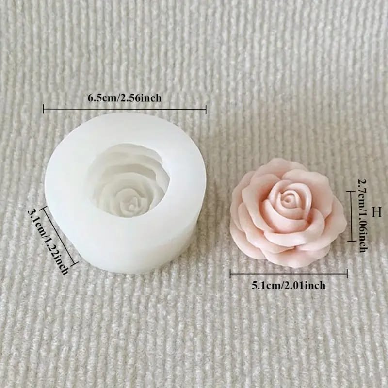 3D Rose Flower Silicone Mold - Small Rose Shape Mold for Soap, Candle & Resin Art (5cm)