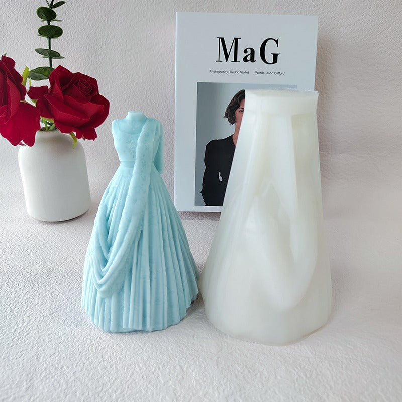 Wedding Dress Candle Silicone Mould — detailed view | Bloom Creations India